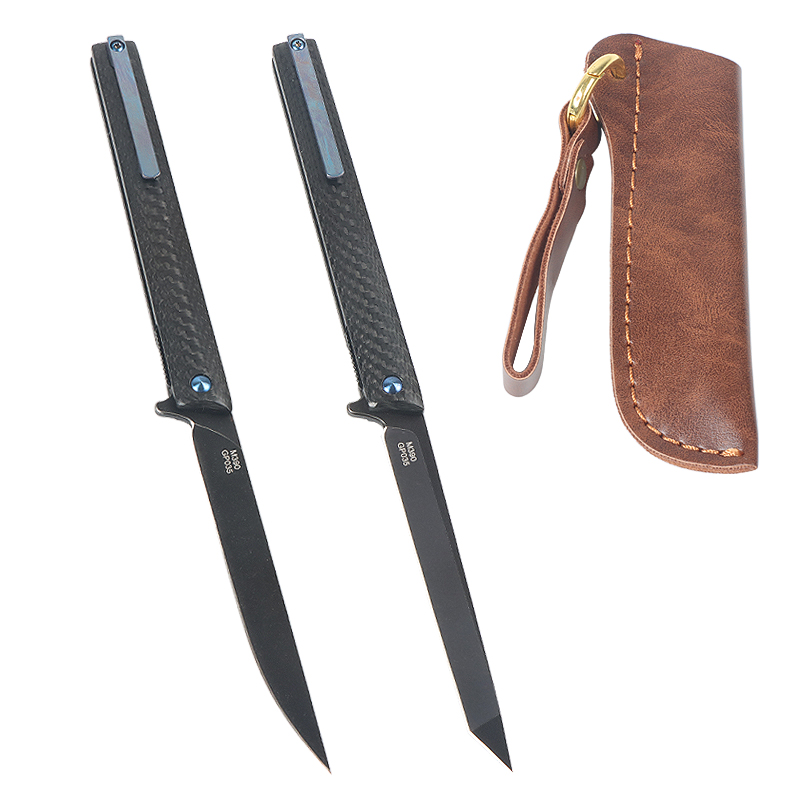Real M390 Powder Steel Pen Carbon Fiber Handle Folding Knife UD408794